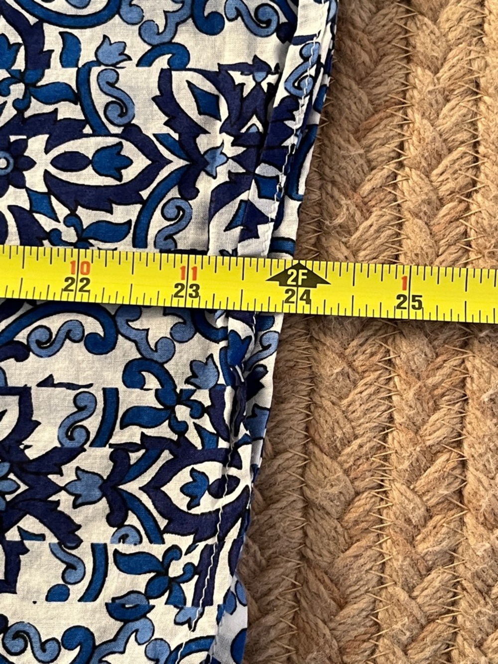 Milly Blue and White Printed Peasant Blouse with Pink Tassel - Picture 13 of 15